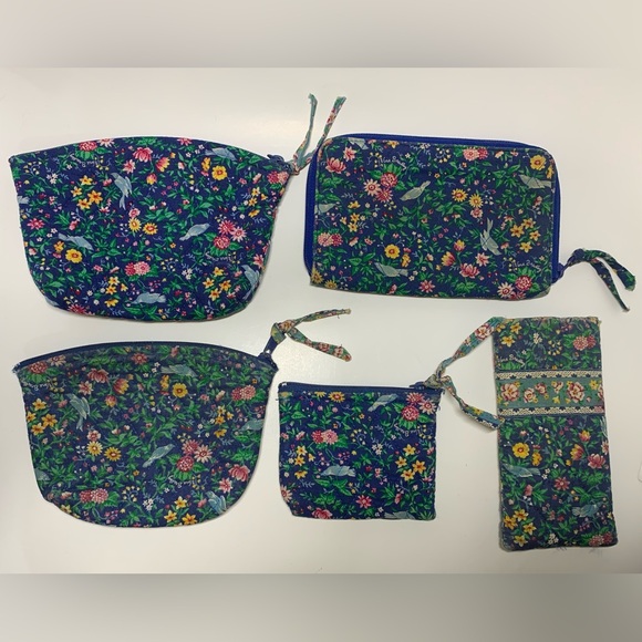 Vera Bradley Handbags - Vera Bradley Vintage Retired Blue Bird Set - Makeup Bags,Coin Purse, Wallet, etc